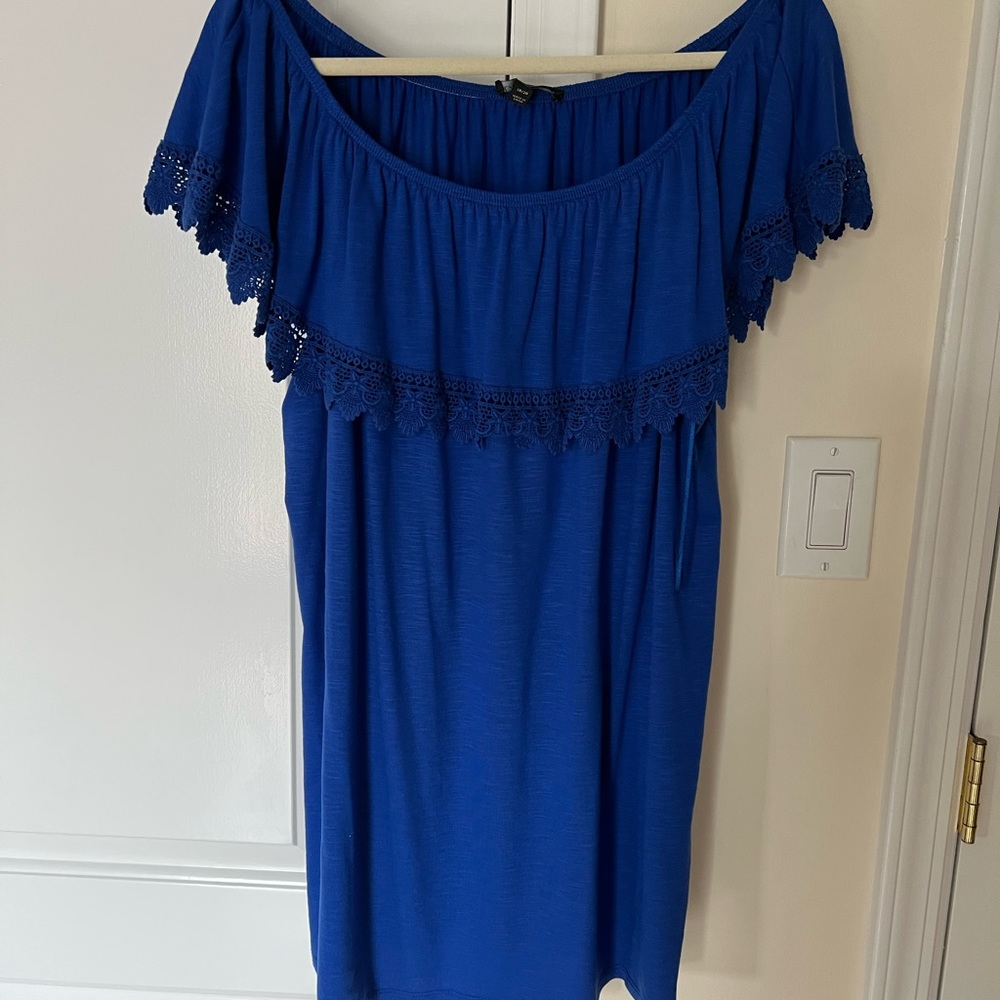 Plus size ladies blue off shoulder top